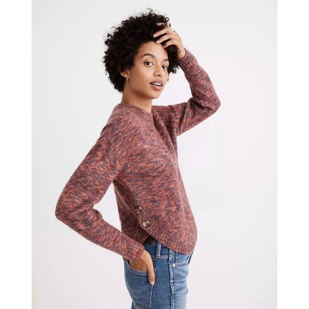 Madewell Space-Dyed Birchmont Side-Button Pullover Sweater Size Medium